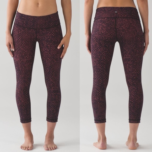 Lululemon Wunder Under Crop III Shatter Weave Dust Coral Plum Size 4 - Picture 1 of 13
